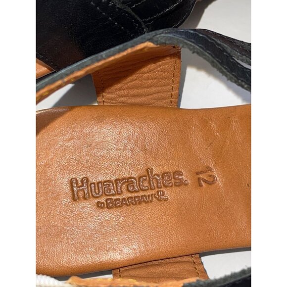 Huaraches by Bearpaw Sandals Womens Size 12 Agate Strappy Black Leather Open Cas - Picture 6 of 7